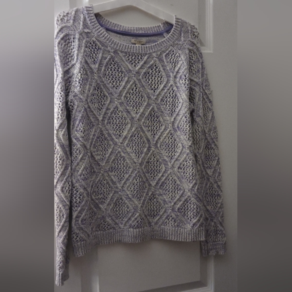 Sonoma Purple and White Knit Sweater